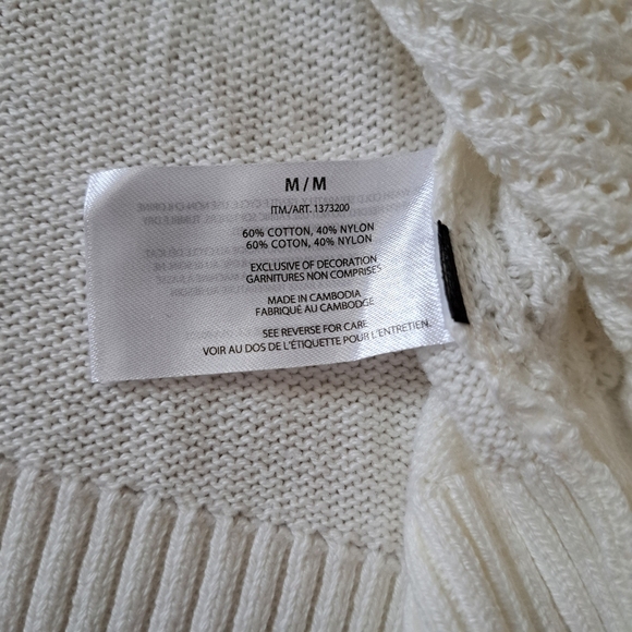 Banana Republic Cream Sweater Womens Medium Cable Knit Crewneck - Picture 8 of 12